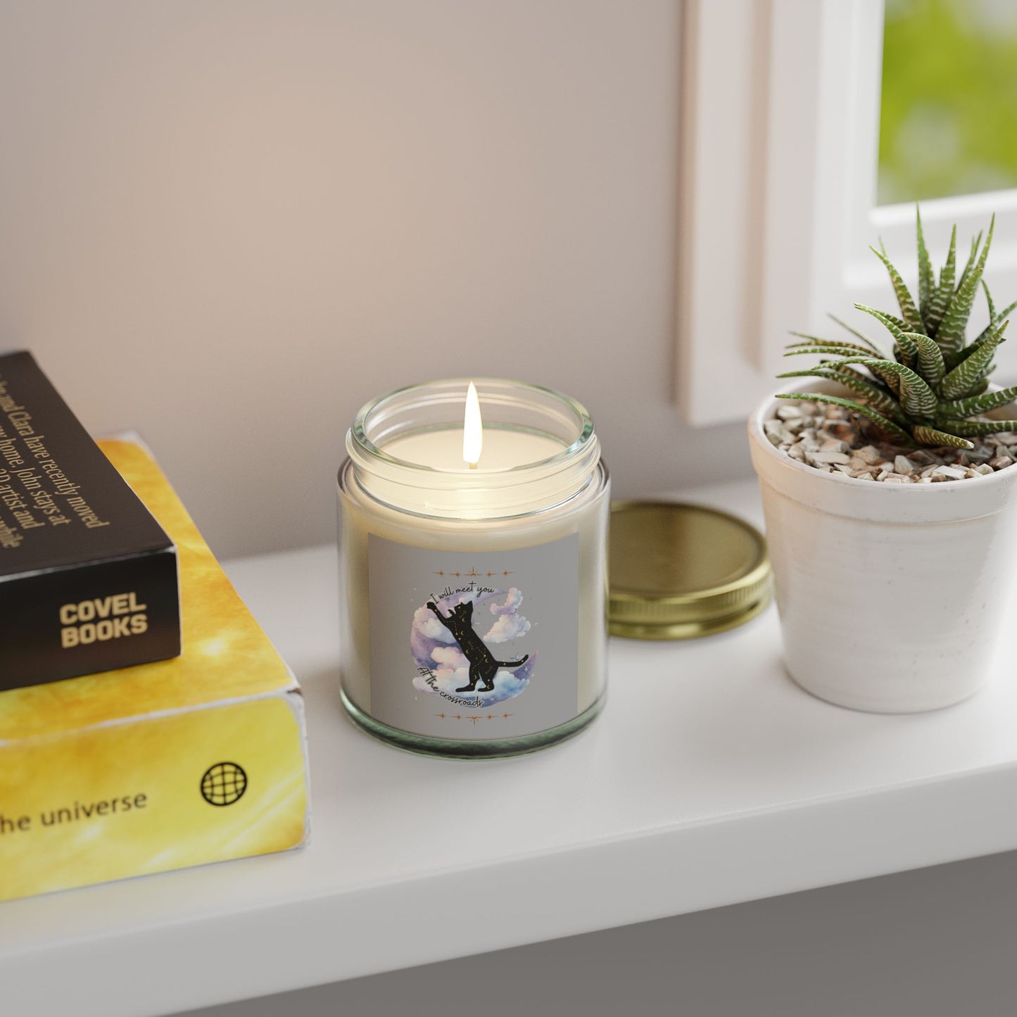 Coconut Apricot Scented Candle - Black Cat Design (4oz & 9oz)