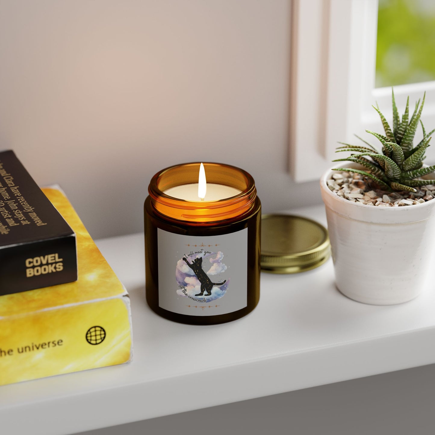 Coconut Apricot Scented Candle - Black Cat Design (4oz & 9oz)