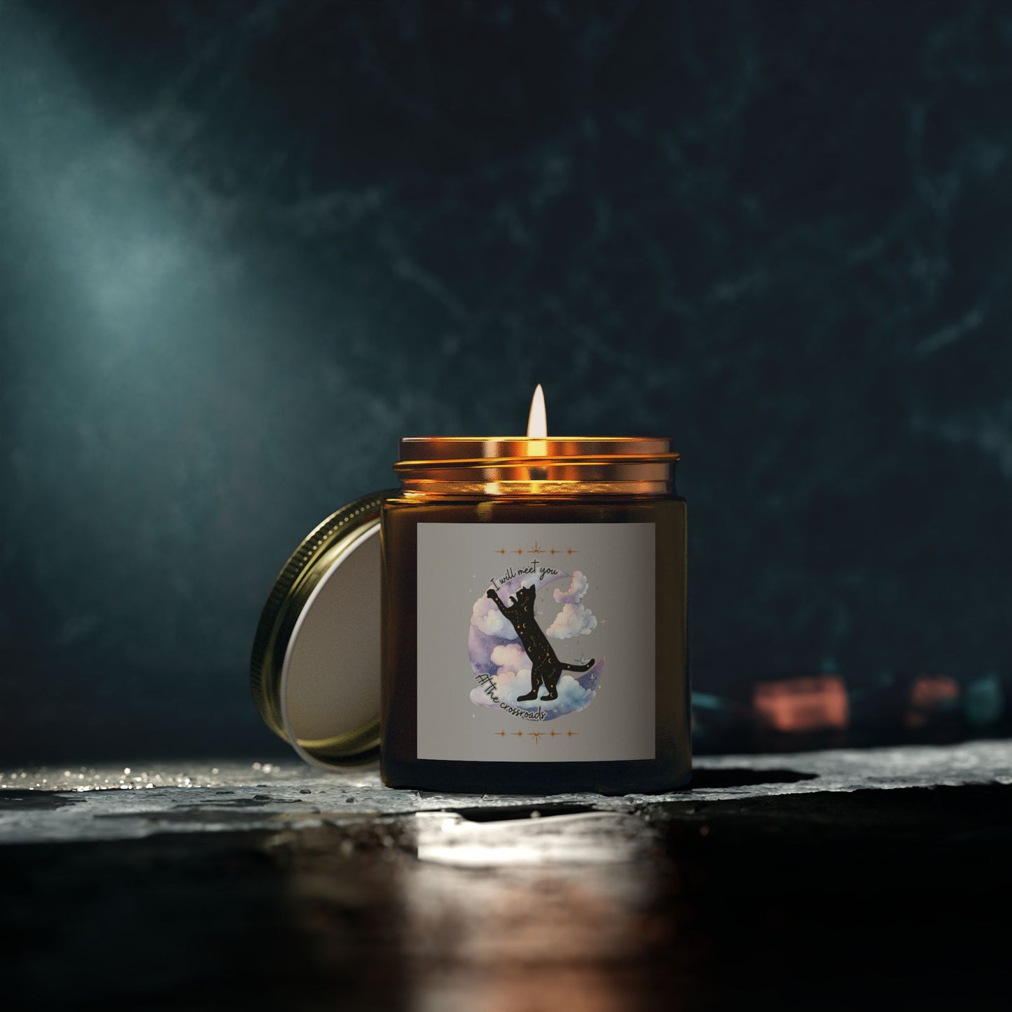 Coconut Apricot Scented Candle - Black Cat Design (4oz & 9oz)