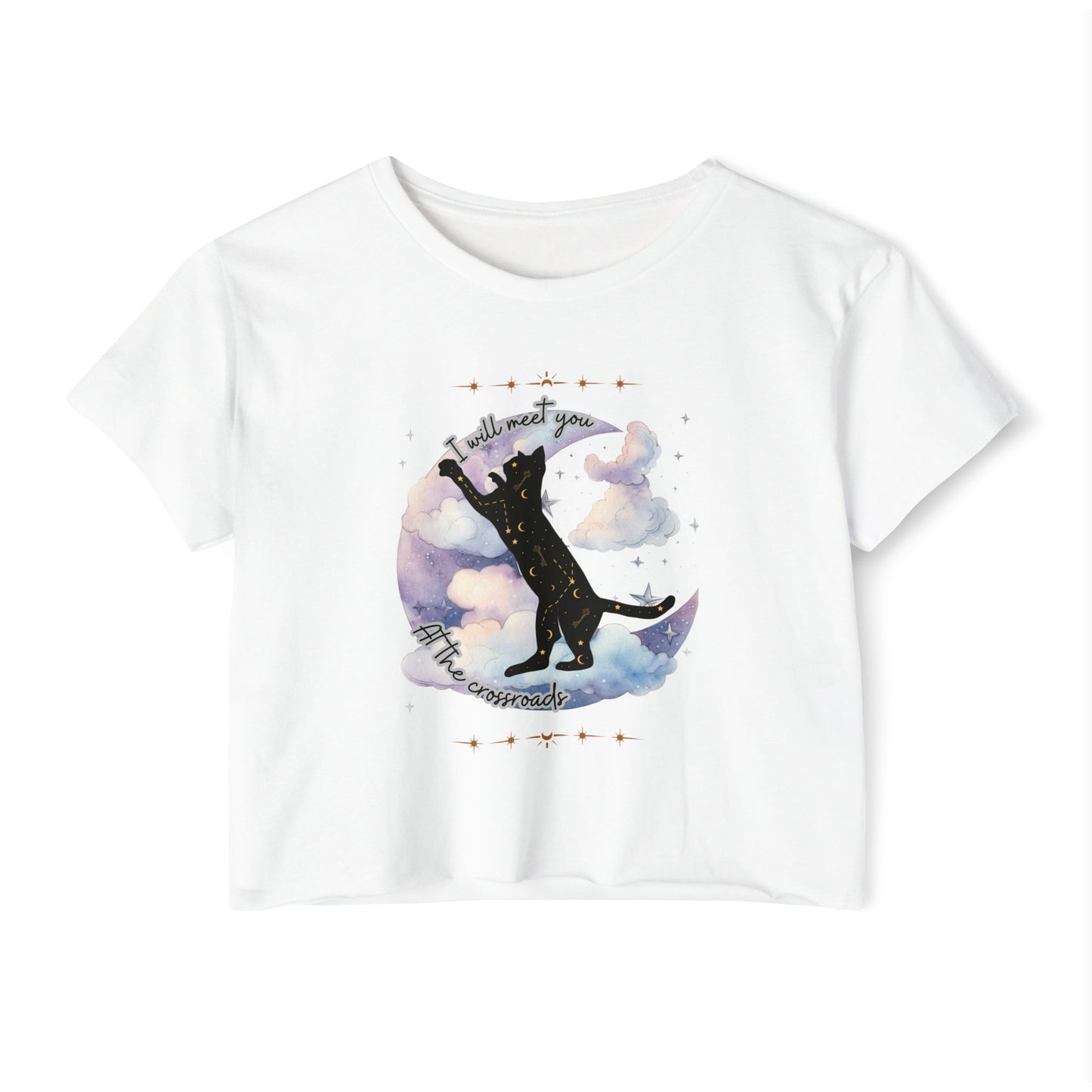 I Will Meet You at the Crossroads Women's Festival Crop Top - Celestial Design