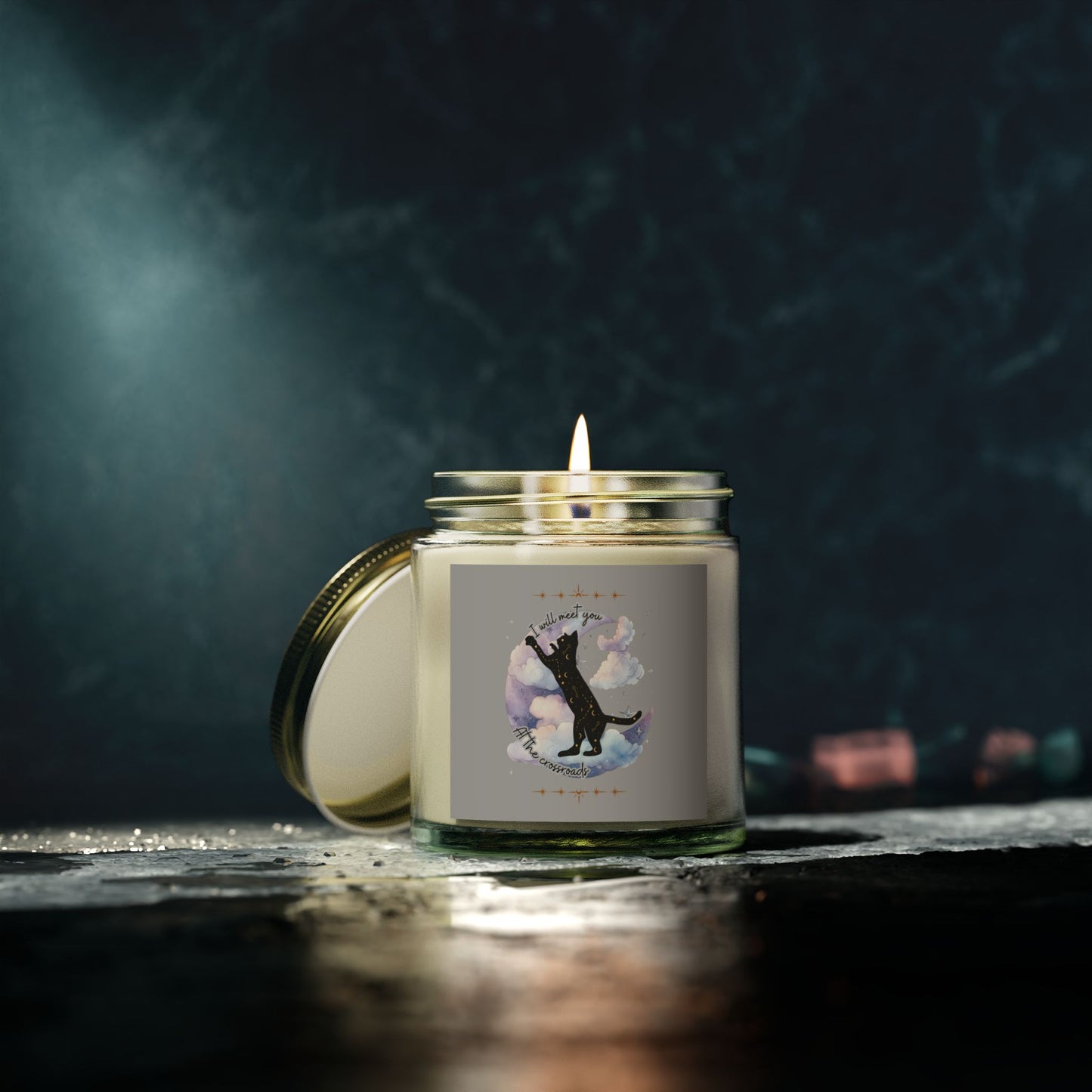 Coconut Apricot Scented Candle - Black Cat Design (4oz & 9oz)