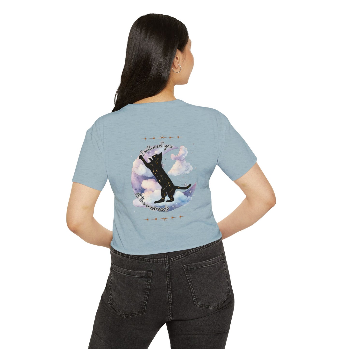 I Will Meet You at the Crossroads Women's Festival Crop Top - Celestial Design